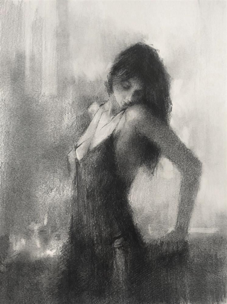 Aubergine Nights By Tony Hinchliffe (Original Sketch) **Free, Next Day Delivery - TheArtistsQuarter