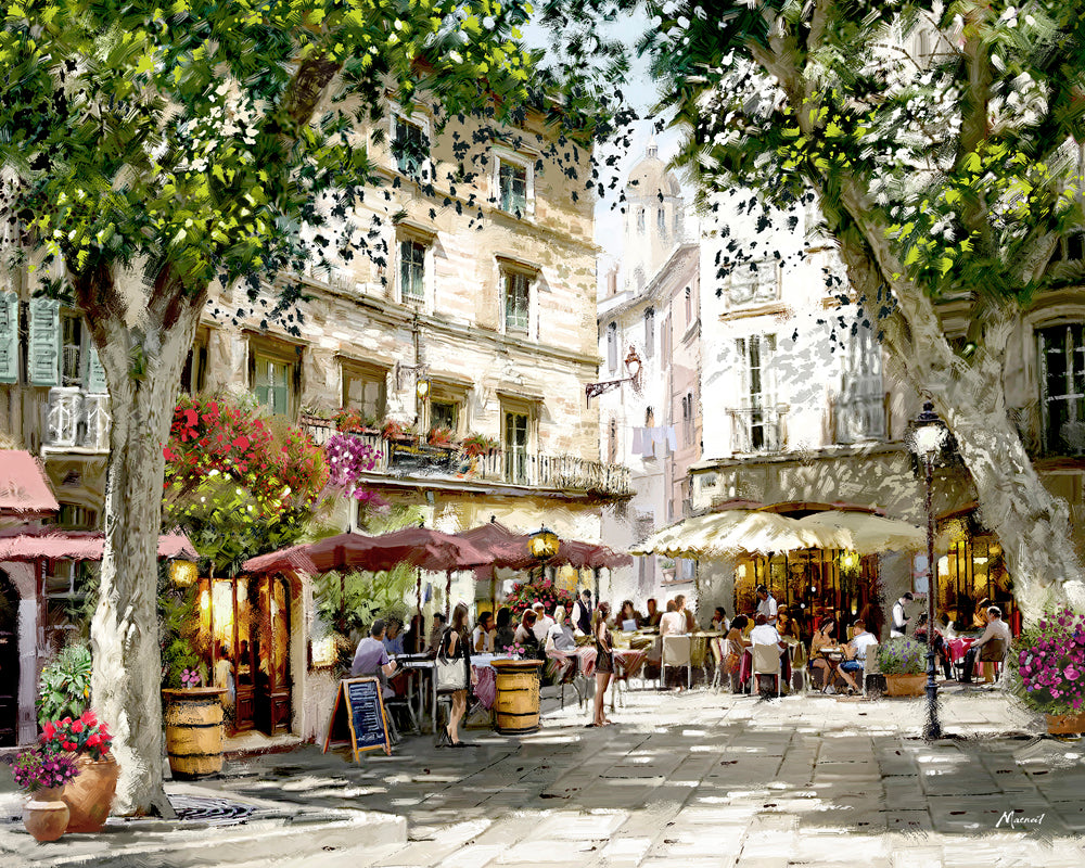 Plaza Cafe Canvas By MacNeil - TheArtistsQuarter