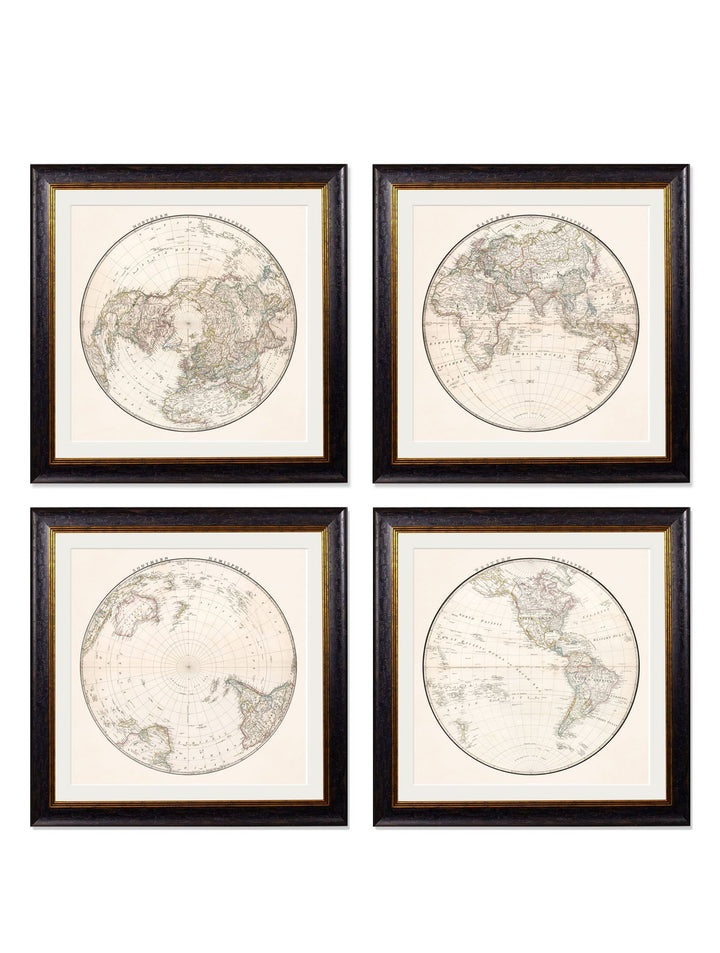 c.1838 World Map Hemispheres - TheArtistsQuarter