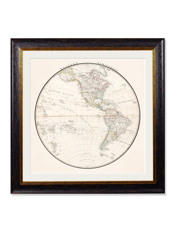 c.1838 World Map Hemispheres - TheArtistsQuarter