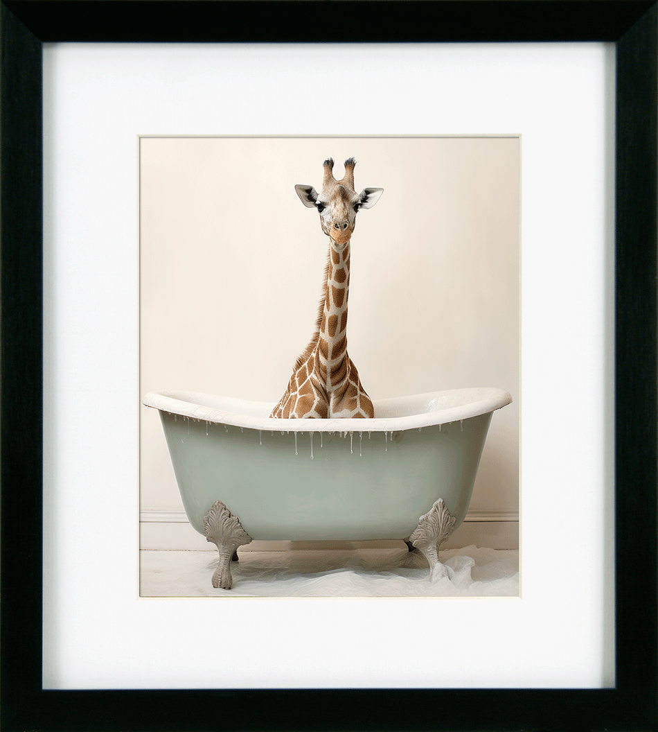 Bathroom Joy I Giraffe By Lazar - TheArtistsQuarter