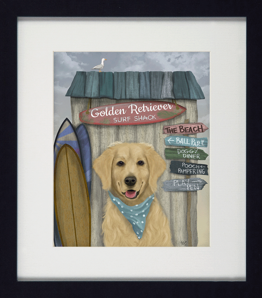 Surf Shack Companions VI Golden Retriever By Fab Funky *NEW* - TheArtistsQuarter