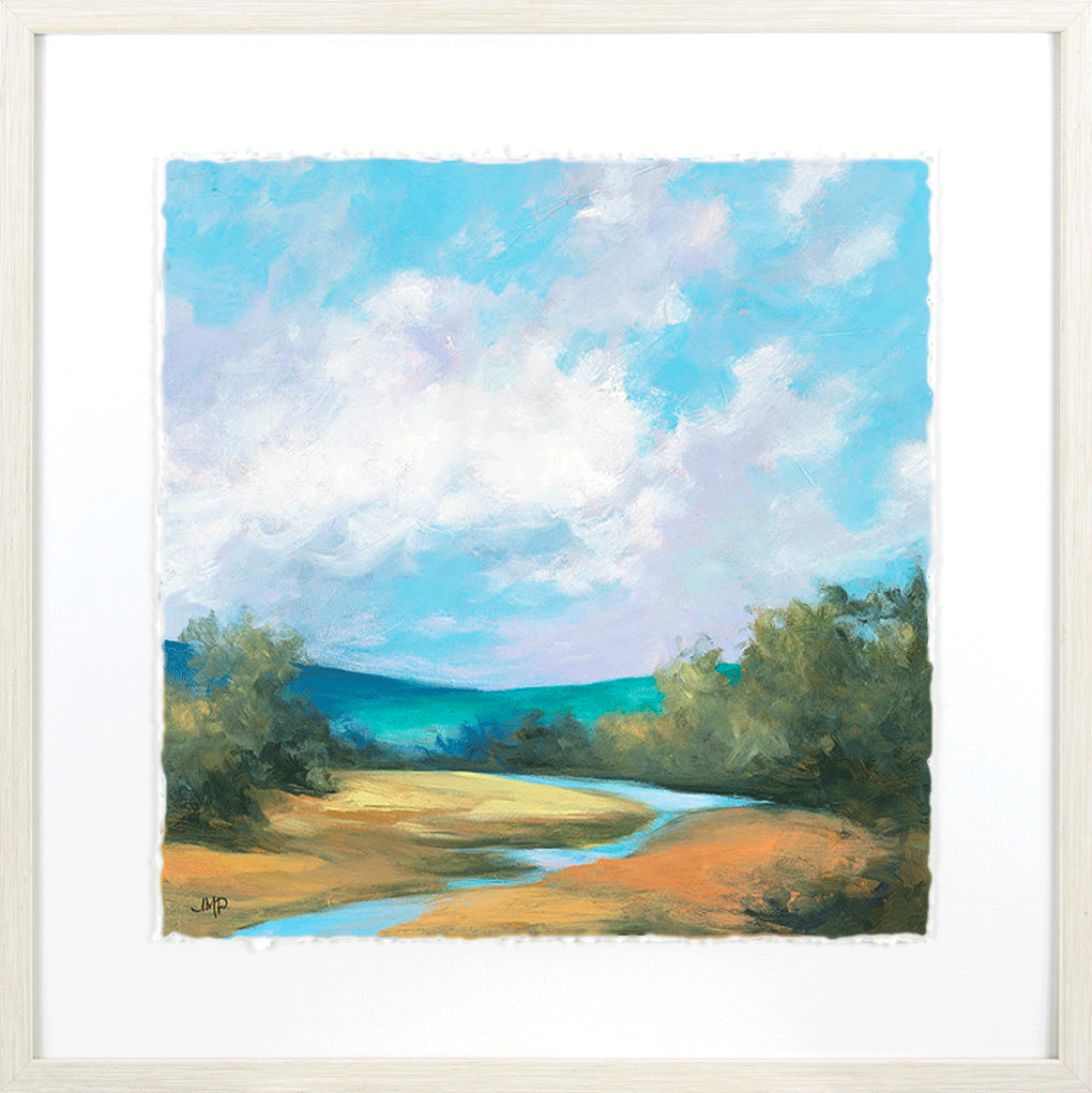 Blue Skies II by Julia Purinton framed watercolour landscape artwork