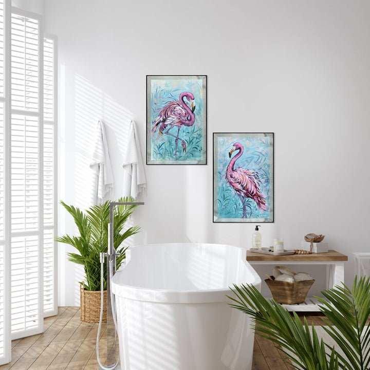Flirty Flamingos I By Diane Demirci - TheArtistsQuarter