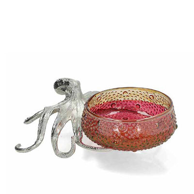Culinary Concepts London. Octopus Holder With Large Red Amber Glass Bowl - TheArtistsQuarter