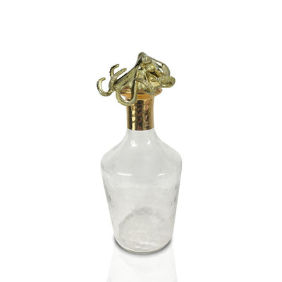 Culinary Concepts London. Glass Bell Decanter With Gold Neck And Gold Finish Octopus Stopper - TheArtistsQuarter