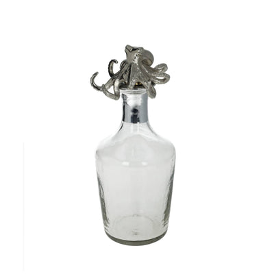 Culinary Concepts London. Glass Bell Decanter With Silver Neck And Nickel Finish Octopus Stopper - TheArtistsQuarter
