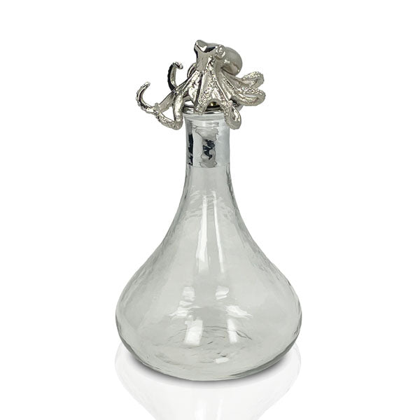 Culinary Concepts London. Glass Ships Decanter With Nickel Finish Octopus Stopper - TheArtistsQuarter