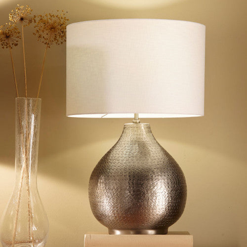 Souk Antique Silver Hammered Metal Table Lamp *AWAITING STOCK* - TheArtistsQuarter