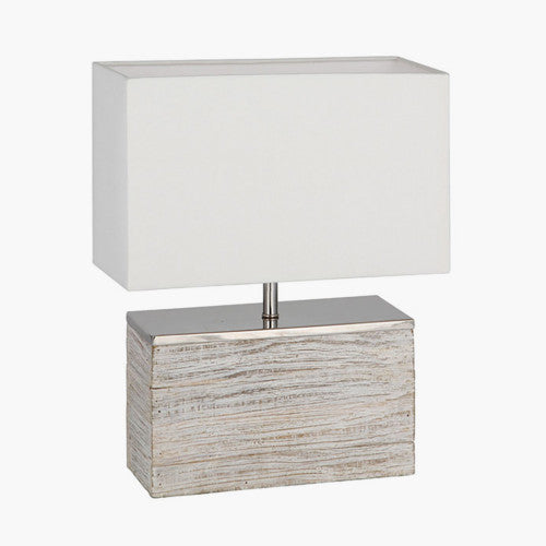 Hampton White Wash Wood Table Lamp - TheArtistsQuarter