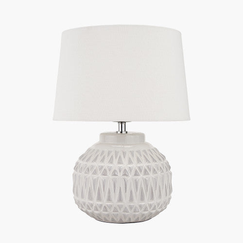 Anneli Warm White Aztec Texture Ceramic Table Lamp - TheArtistsQuarter