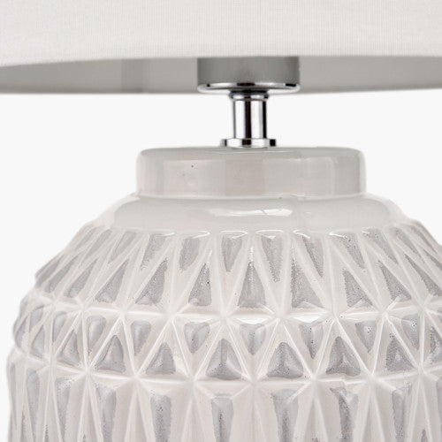 Anneli Warm White Aztec Texture Ceramic Table Lamp - TheArtistsQuarter