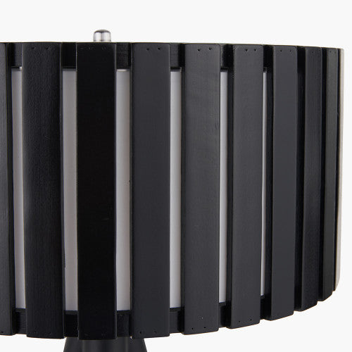 Rabanne Slatted Black Wood Tripod Table Lamp - TheArtistsQuarter