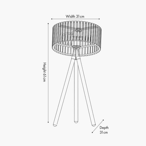 Rabanne Slatted Black Wood Tripod Table Lamp - TheArtistsQuarter