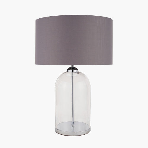 Cloche Clear Glass and Silver Table Lamp - TheArtistsQuarter