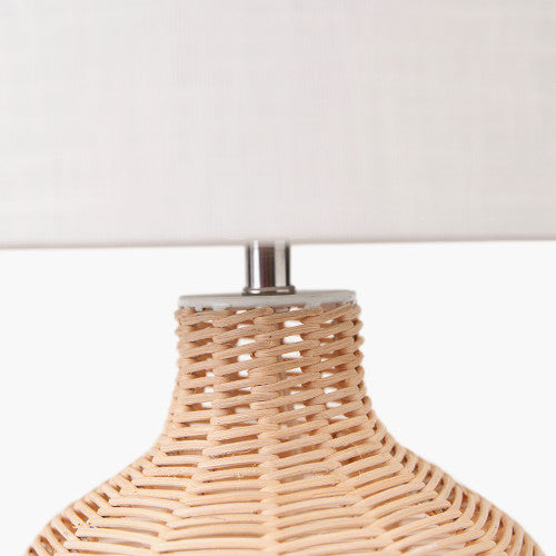 Caswell Natural Rattan Cloche Table Lamp - TheArtistsQuarter