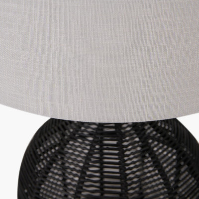 Caswell Black Rattan Cloche Table Lamp - TheArtistsQuarter