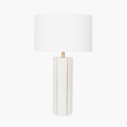 Venetia White Marble and Gold Metal Tall Table Lamp *AWAITING STOCK* - TheArtistsQuarter