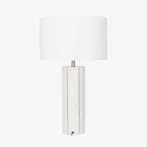 Venetia White Marble and Gold Metal Tall Table Lamp - TheArtistsQuarter