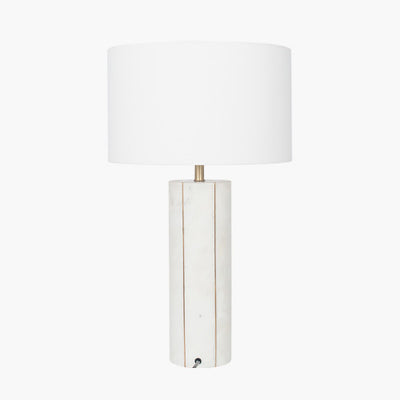 Venetia White Marble and Gold Metal Tall Table Lamp - TheArtistsQuarter
