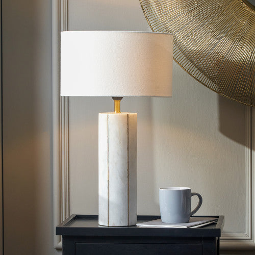 Venetia White Marble and Gold Metal Tall Table Lamp *AWAITING STOCK* - TheArtistsQuarter