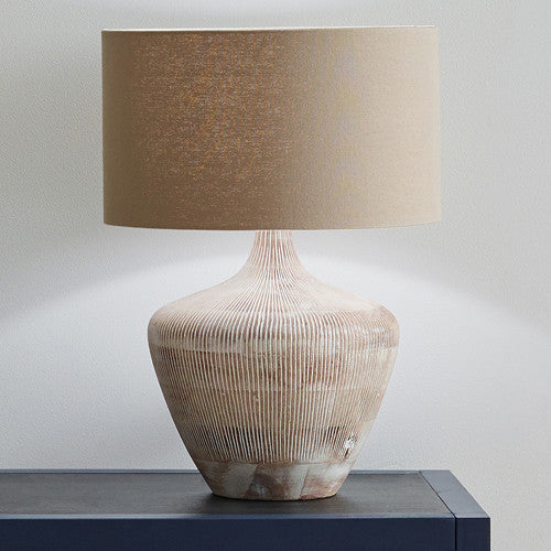 Manaia White Wash Textured Wood Table Lamp *AWAITING STOCK* - TheArtistsQuarter