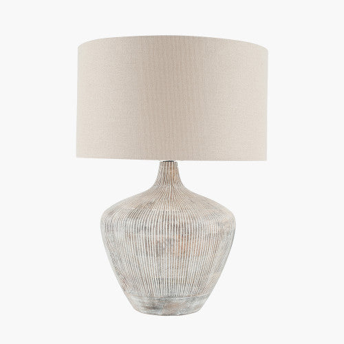 Manaia White Wash Textured Wood Table Lamp - TheArtistsQuarter