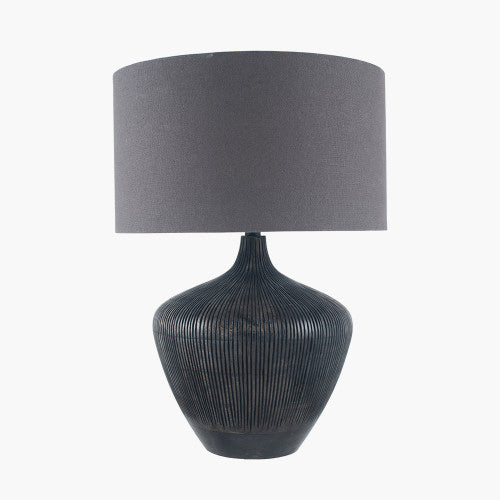 Manaia Antique Black Textured Wood Table Lamp - TheArtistsQuarter