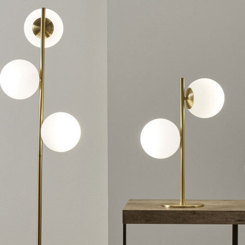 Asterope White Orb and Gold Metal Table Lamp *STOCK DUE LATE JUN* - TheArtistsQuarter