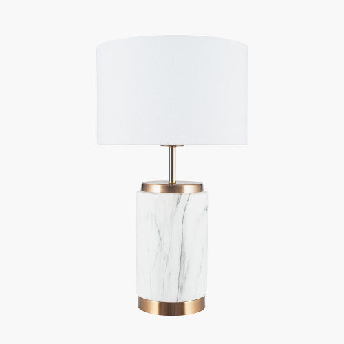 Carrara Marble Effect Ceramic Table Lamp - TheArtistsQuarter