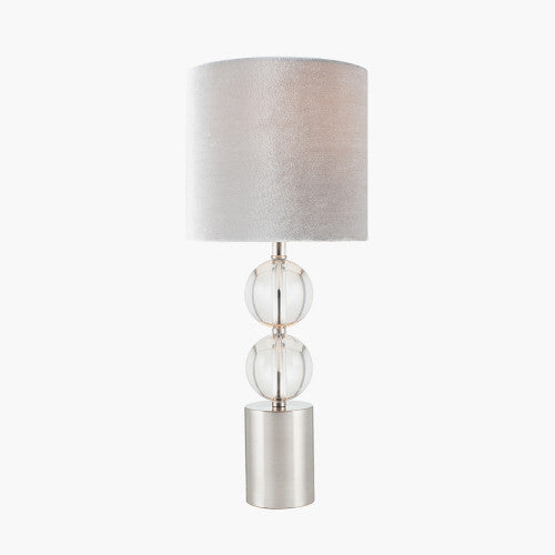 Harris Brushed Silver and Clear Glass Table Lamp - TheArtistsQuarter