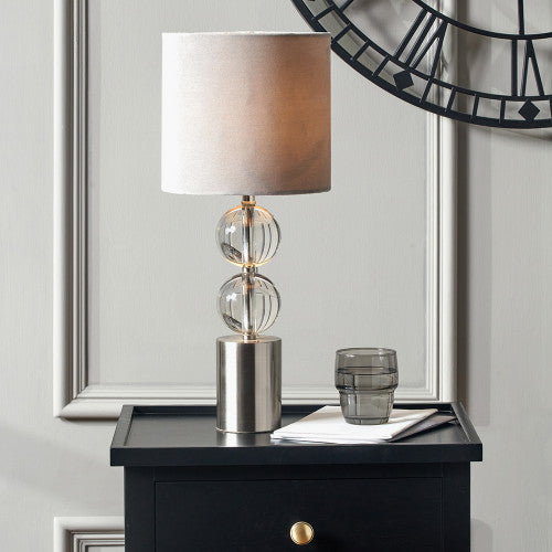 Harris Brushed Silver and Clear Glass Table Lamp - TheArtistsQuarter