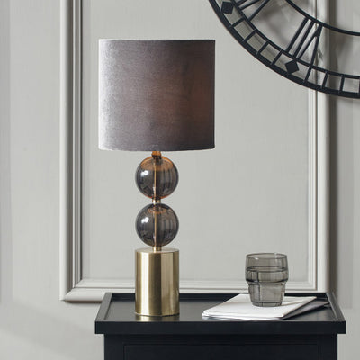 Harris Antique Brass and Smoke Glass Table Lamp *STOCK DUE LATE MARCH* - TheArtistsQuarter