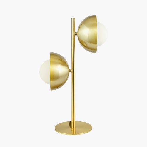 Estelle Brushed Brass Metal and White Orb Dome Table Lamp - TheArtistsQuarter