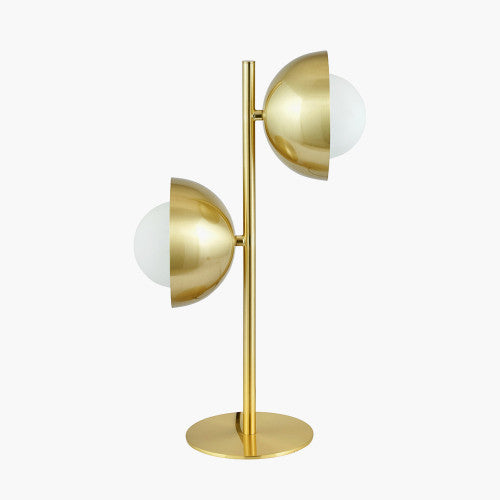 Estelle Brushed Brass Metal and White Orb Dome Table Lamp - TheArtistsQuarter