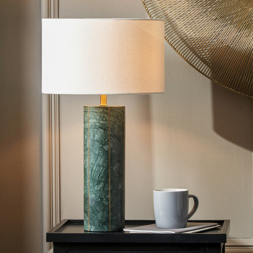 Venetia Green Marble and Gold Metal Tall Table Lamp - TheArtistsQuarter