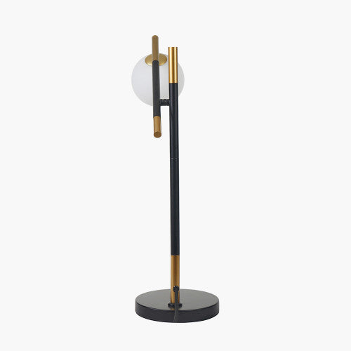 Wanda White Orb and Black Metal Table Lamp *AWAITING STOCK* - TheArtistsQuarter