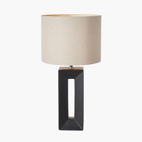 Block Black Ceramic Tall Table Lamp - TheArtistsQuarter