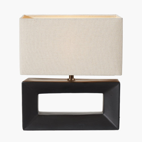 Block Black Ceramic Rectangular Table Lamp - TheArtistsQuarter