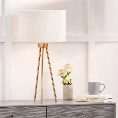 Houston Brushed Brass Metal Tripod Table Lamp *AWAITING STOCK* - TheArtistsQuarter