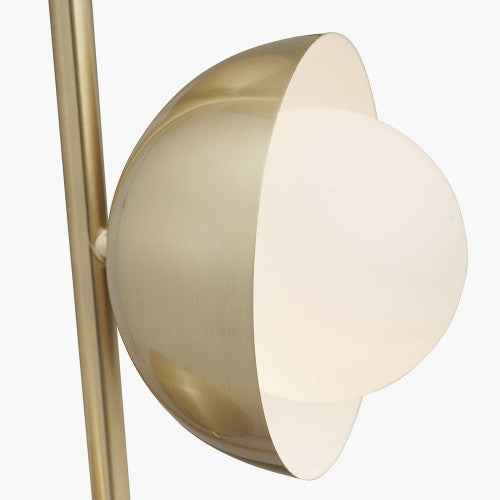 Estelle Brushed Brass Metal and White Orb Dome Floor Lamp - TheArtistsQuarter