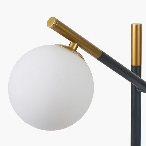 Wanda White Orb and Black Metal Floor Lamp - TheArtistsQuarter