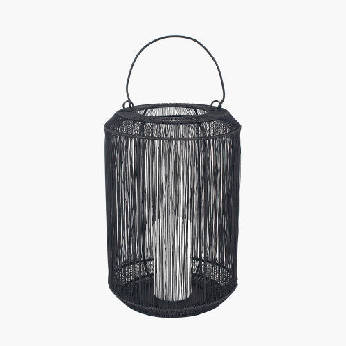 Black Metal Wire Lantern Medium - TheArtistsQuarter