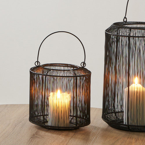 Black Metal Wire Lantern Small - TheArtistsQuarter