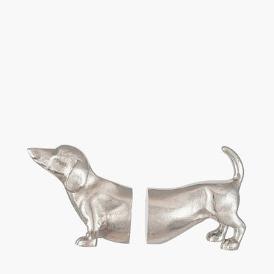 Silver Metal Sausage Dog Book Ends - TheArtistsQuarter