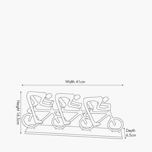 Shiny Silver Triple Cyclist Ornament - TheArtistsQuarter