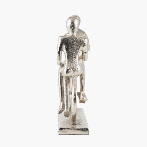 Shiny Silver Double Cyclist Ornament - TheArtistsQuarter