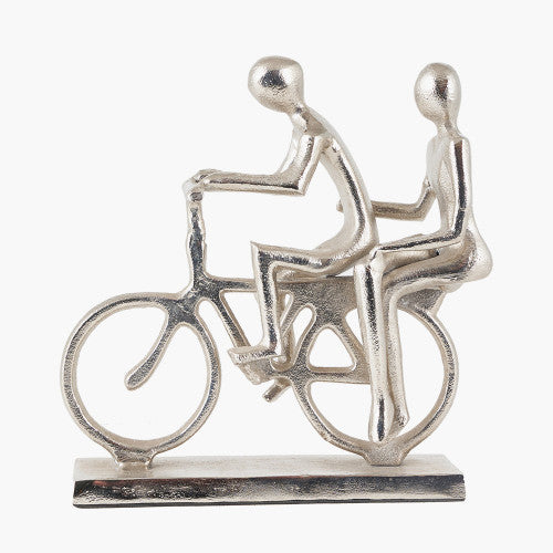 Shiny Silver Double Cyclist Ornament - TheArtistsQuarter