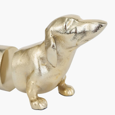 Shiny Gold Metal Sausage Dog Book Ends - TheArtistsQuarter