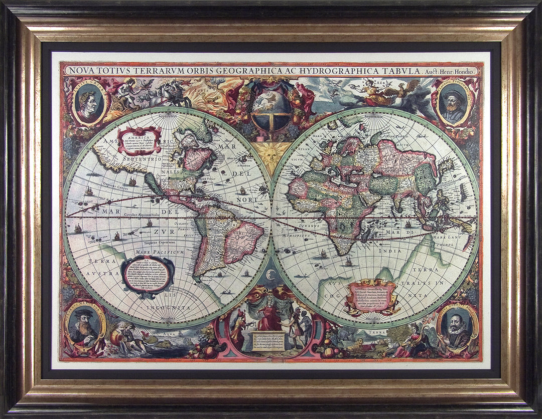 Antique World Map By Hendrik Hondious *NEW* - TheArtistsQuarter